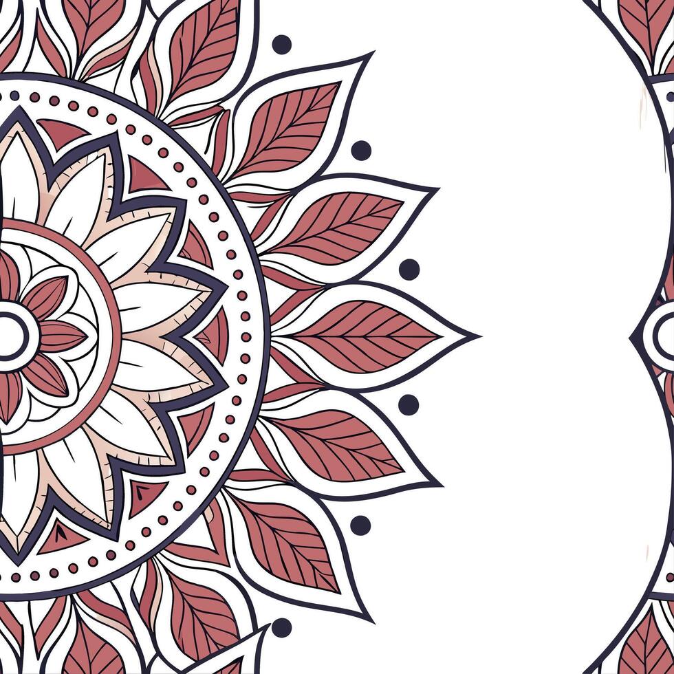 A circular pattern with red and blue flowers vector