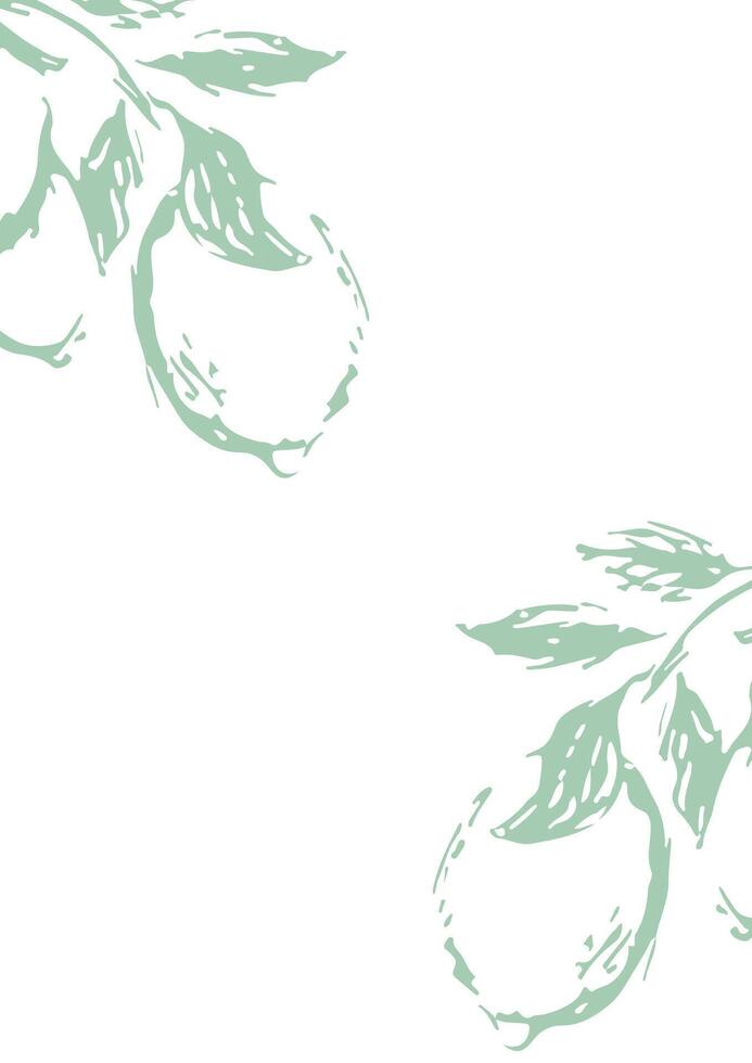 template for an invitation or a greeting card for the holidays with a plant design, namely with lemon branches drawn with a contour on both sides vector