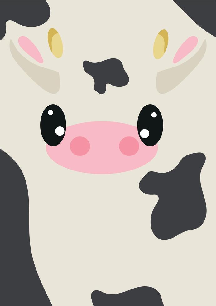 an invitation or poster template for a children's party or birthday with an animal design, namely a cow design vector