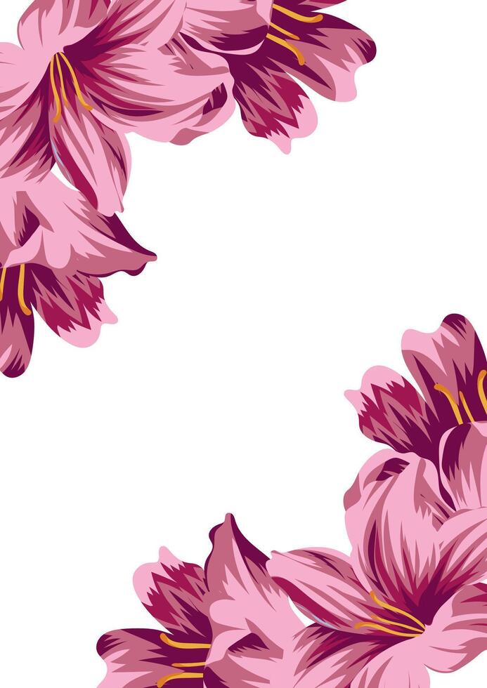 holiday invitation or greeting card template with a plant design of various pink lily on both sides vector