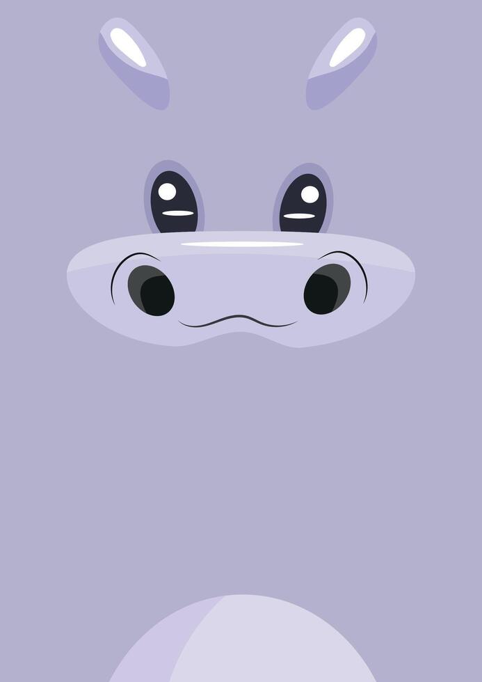 an invitation or poster template for a children's party or birthday with an animal design, namely a hippo design vector