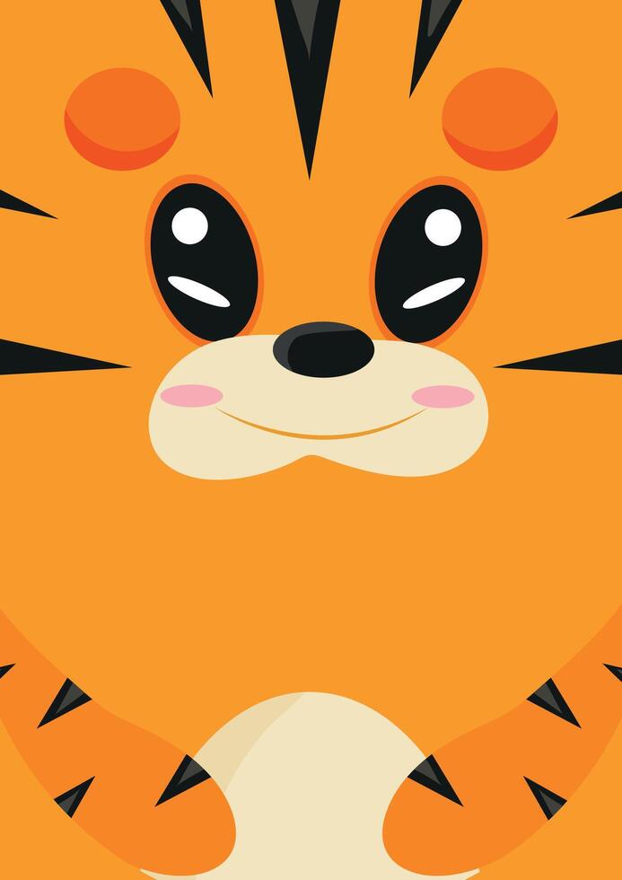 an invitation or poster template for a children's party or birthday with an animal design, namely a tiger design vector