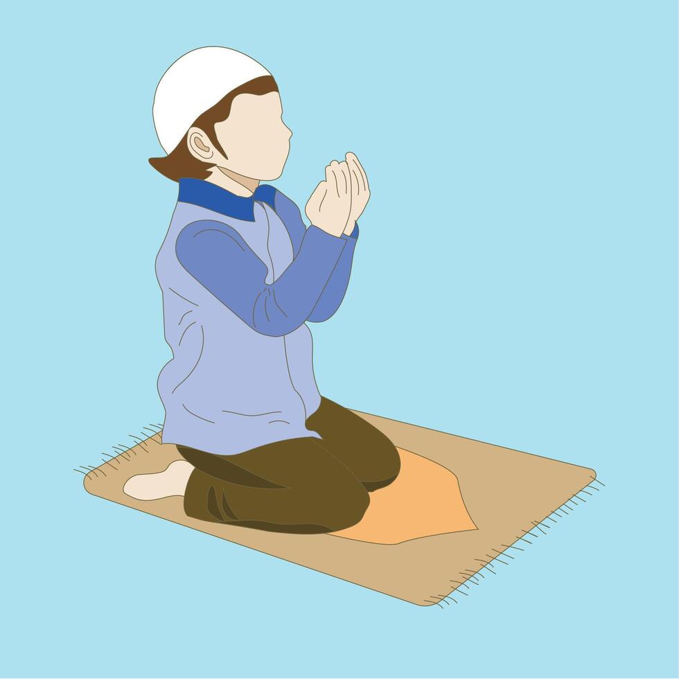 Child Praying on Prayer Mat vector