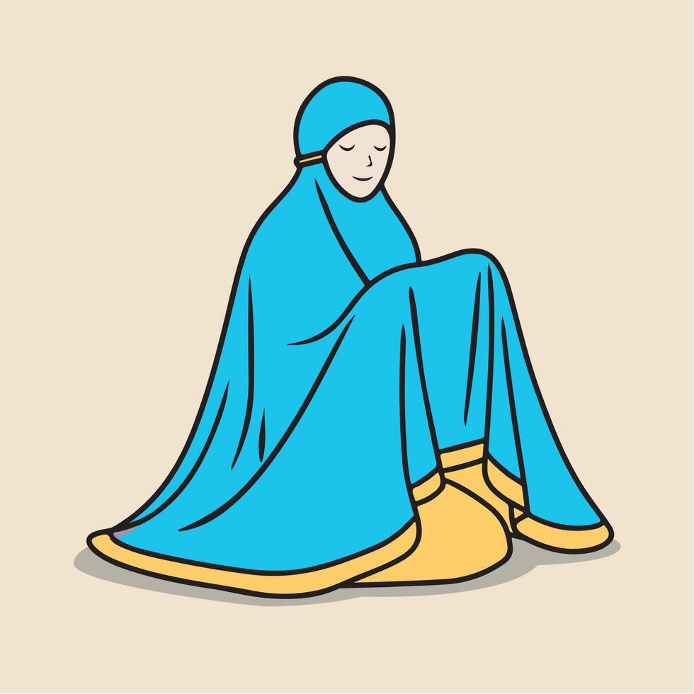 Illustration of Woman in Traditional Modest Attire vector