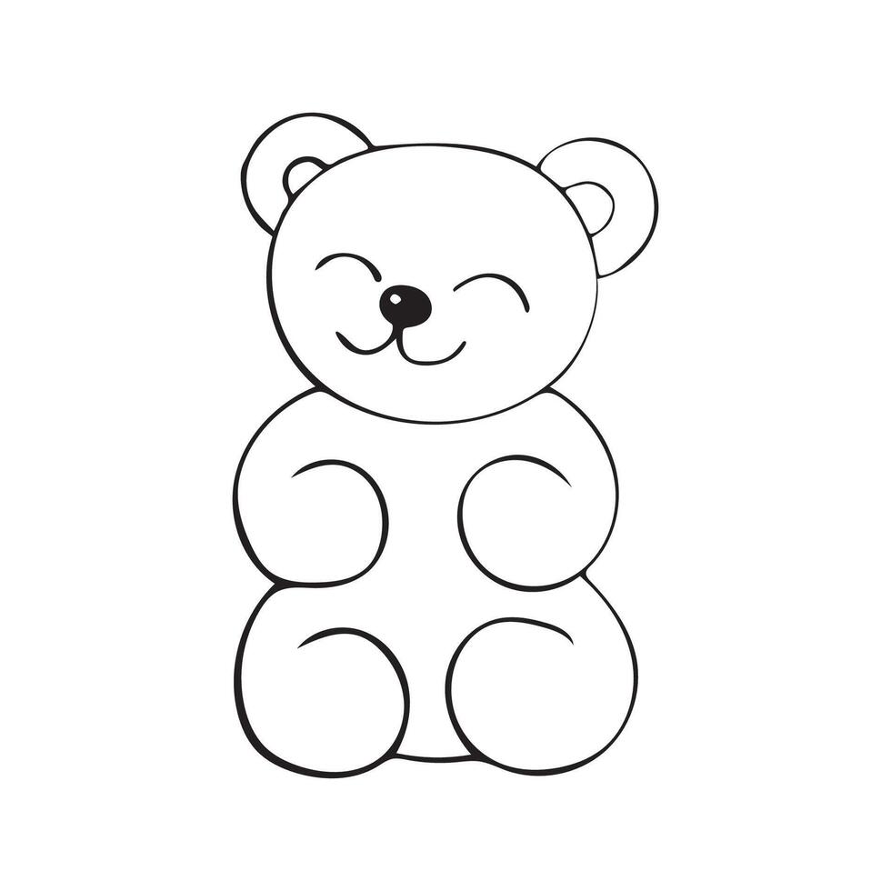 a teddy bear is shown in a black and white drawing vector