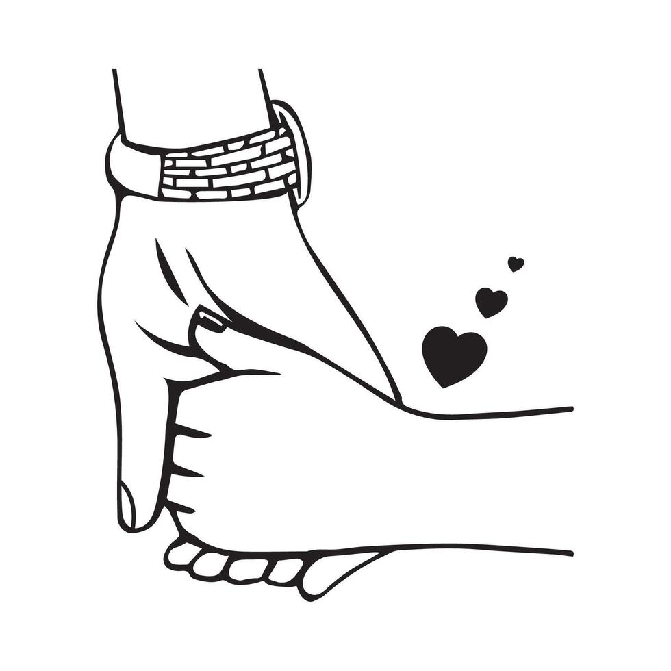 a black and white drawing of a hand holding a wrist vector