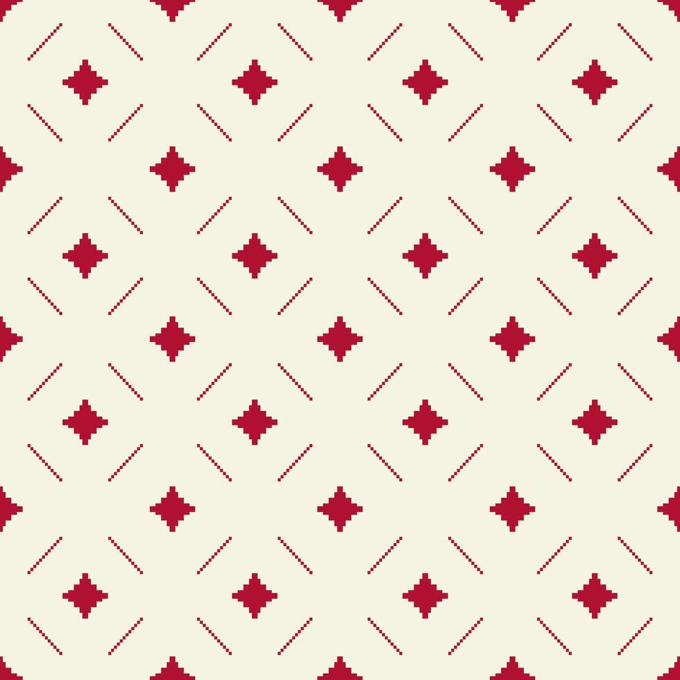 Minimal Red Diamond Shape Seamless Pattern illustration Design for Textile Print Red Embroidery on Beige background Handkerchief Apparel Scarf Men's Wear Shirt Necktie Bedding Carpet vector