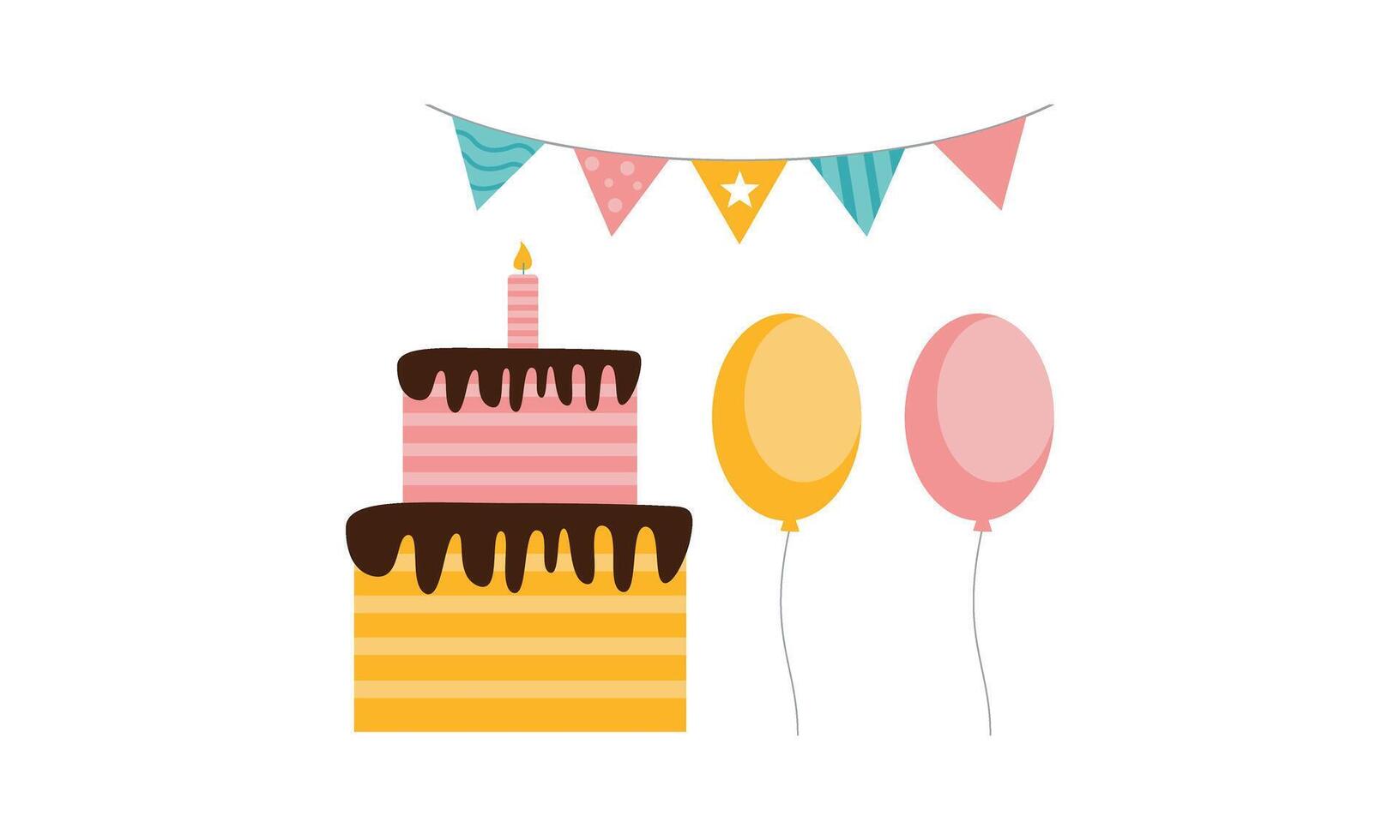 flat birthday element vector