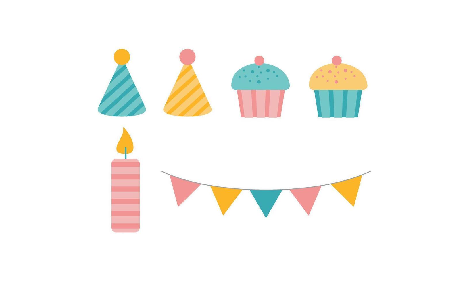Happy birthday elements collection in flat style vector