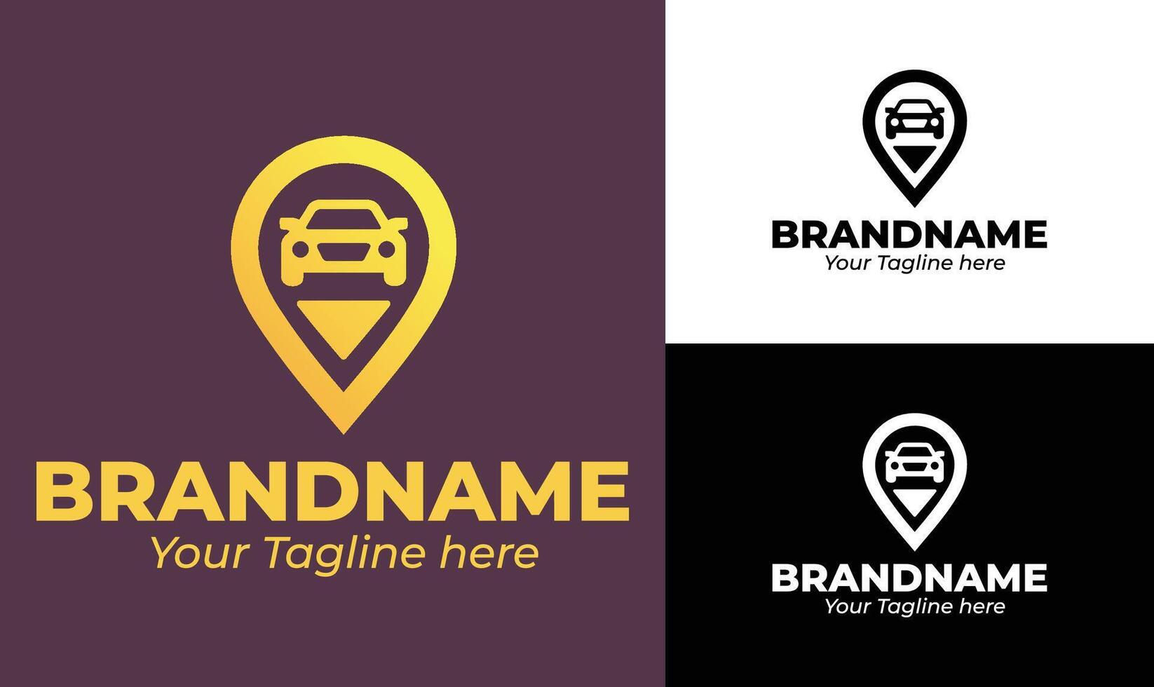 Car and Location Pin Logo Design Template for Ride Services, Navigation Apps, and Transportation Businesses vector