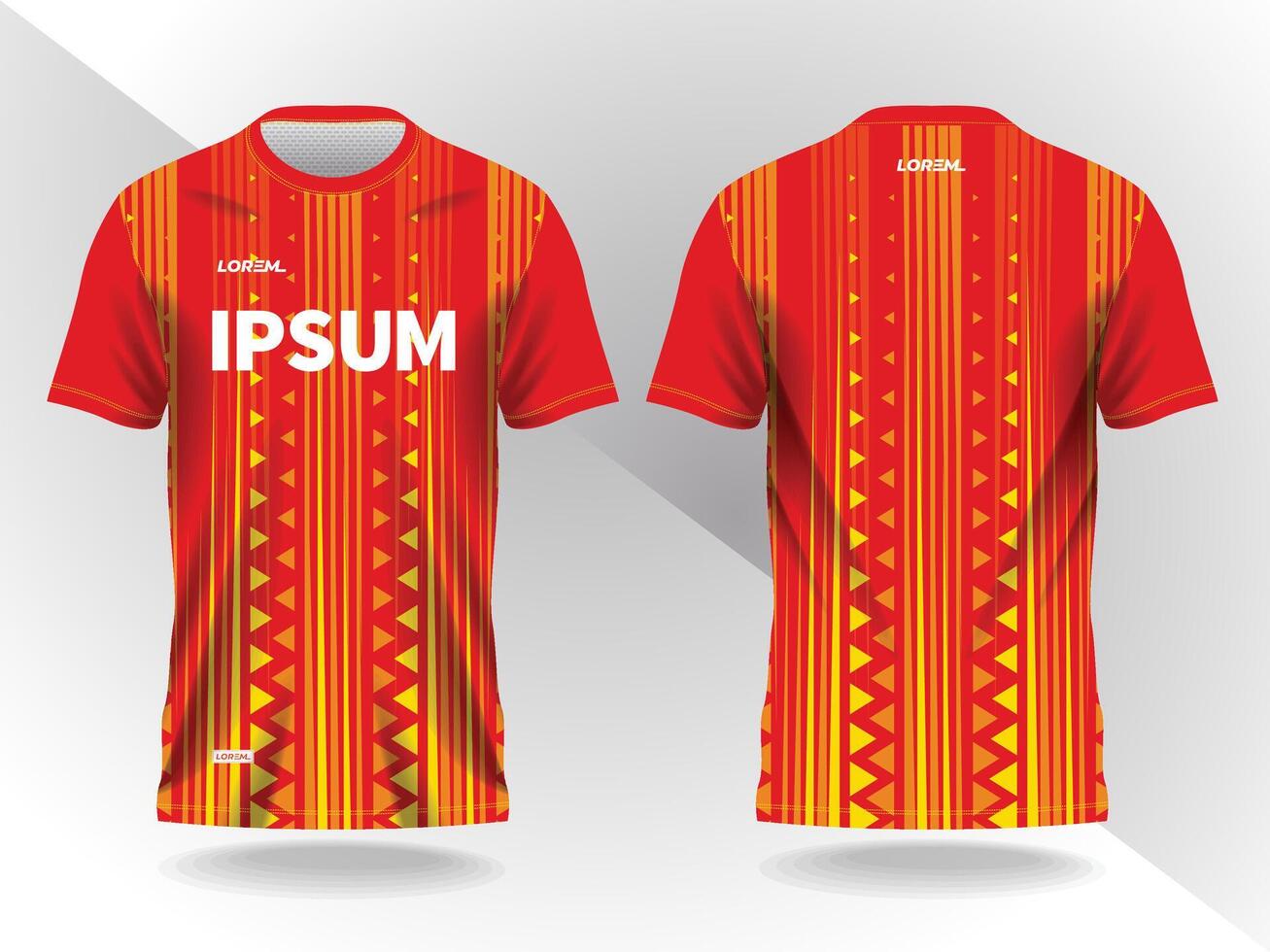 abstract lines orange soccer t-shirt design template, Football jersey concept front and back view vector