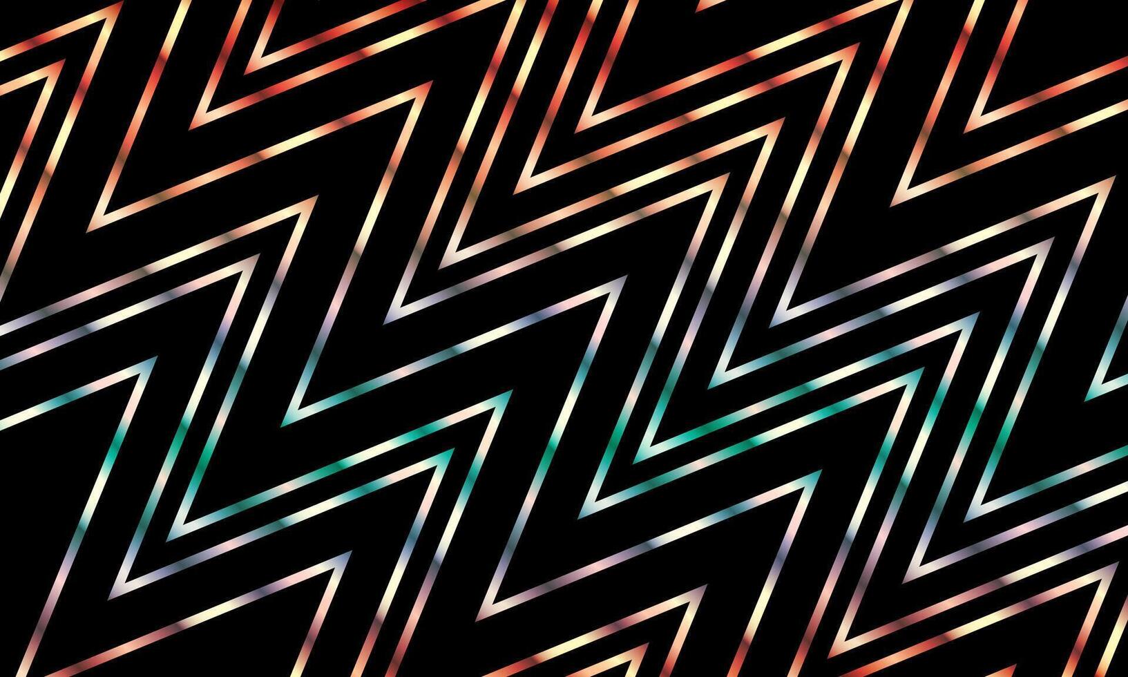 Zigzag chevron colorful line pattern black background. geometric diagonal stripe lines smooth color. vector
