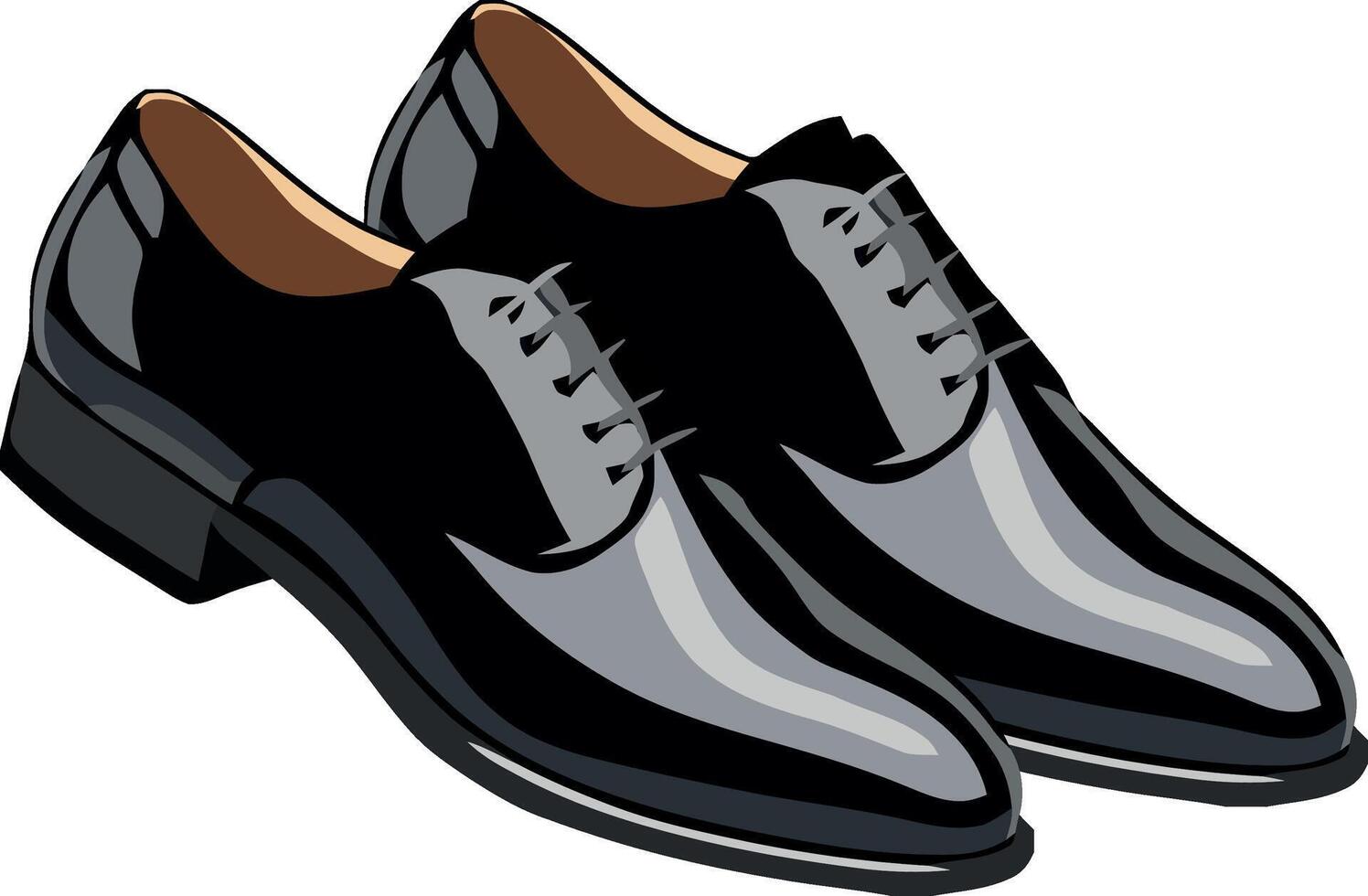 Shiny black dress shoes with laces for business and formal occasions vector