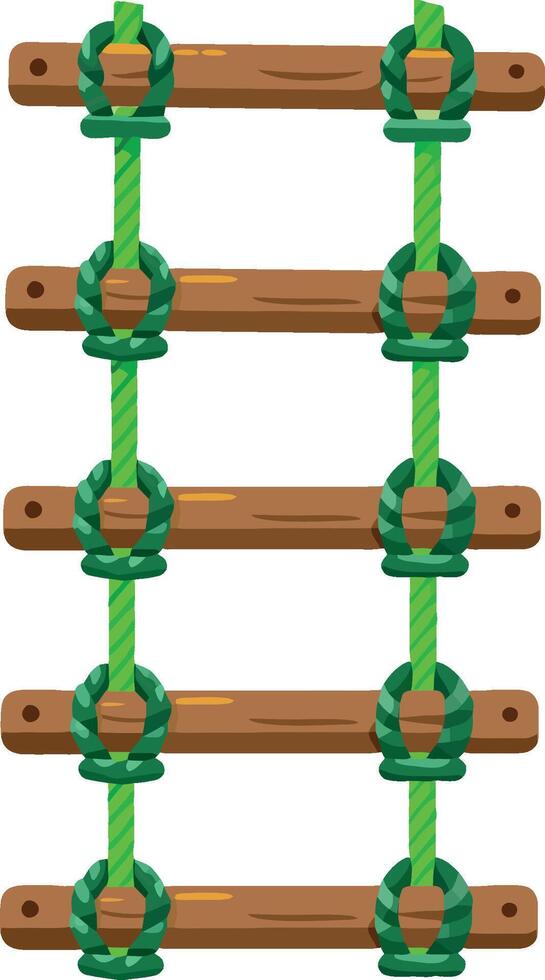 Rope ladder hanging with wooden steps isolated on white background vector
