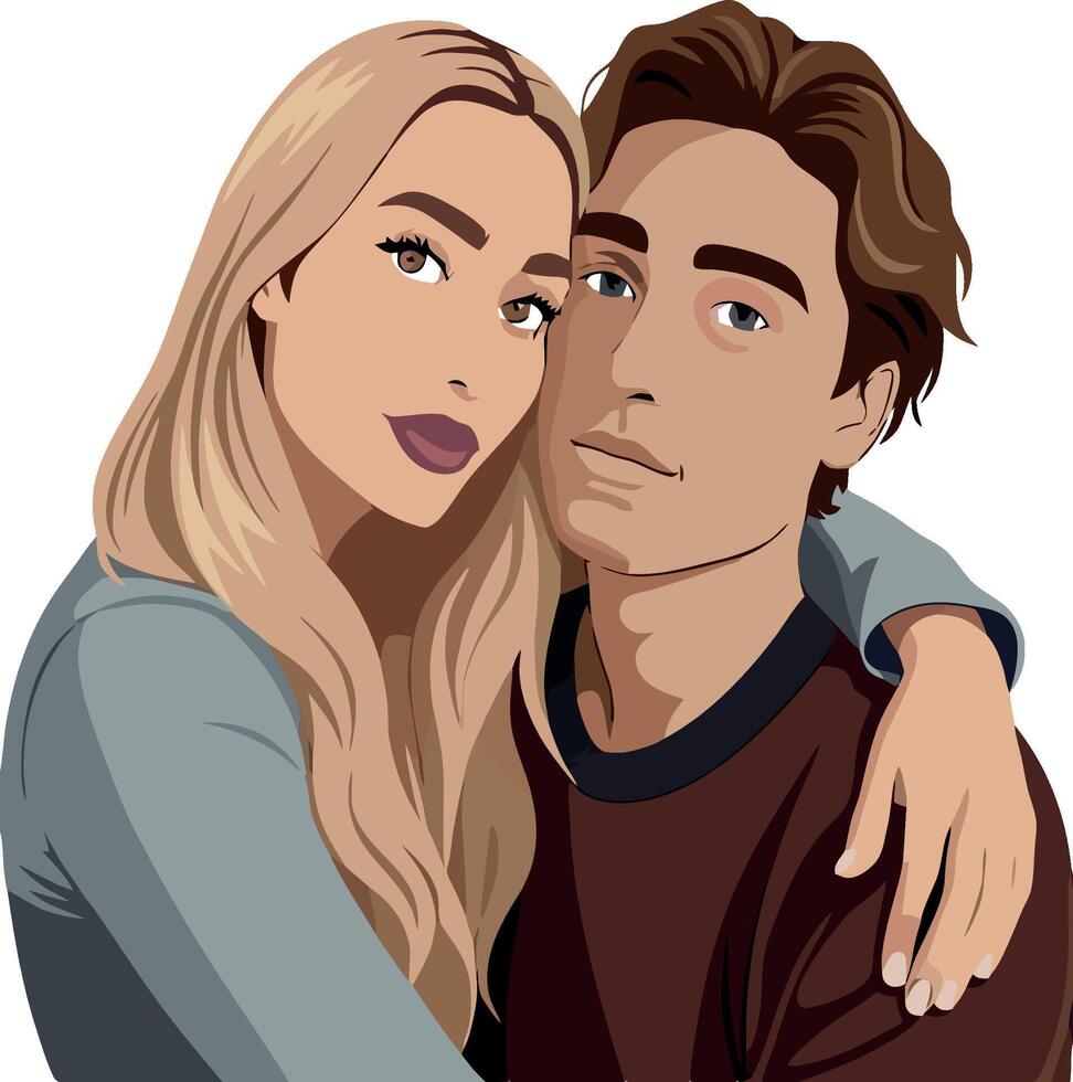 Young couple embracing, showing love and affection vector