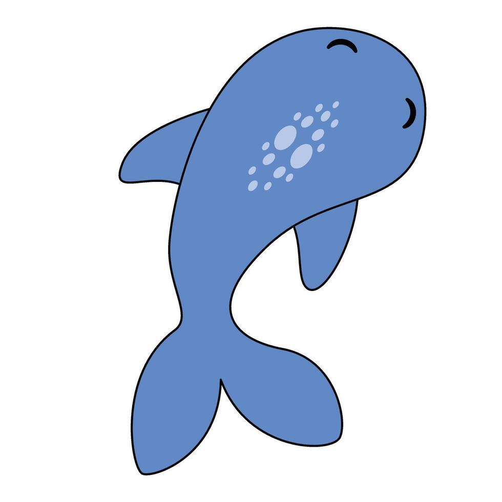 Cute Blue Whale from above cartoon Illustration vector