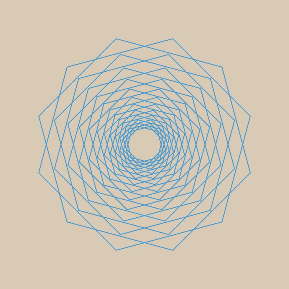Ocean blue dodeca fractal line art on sand beige background vector