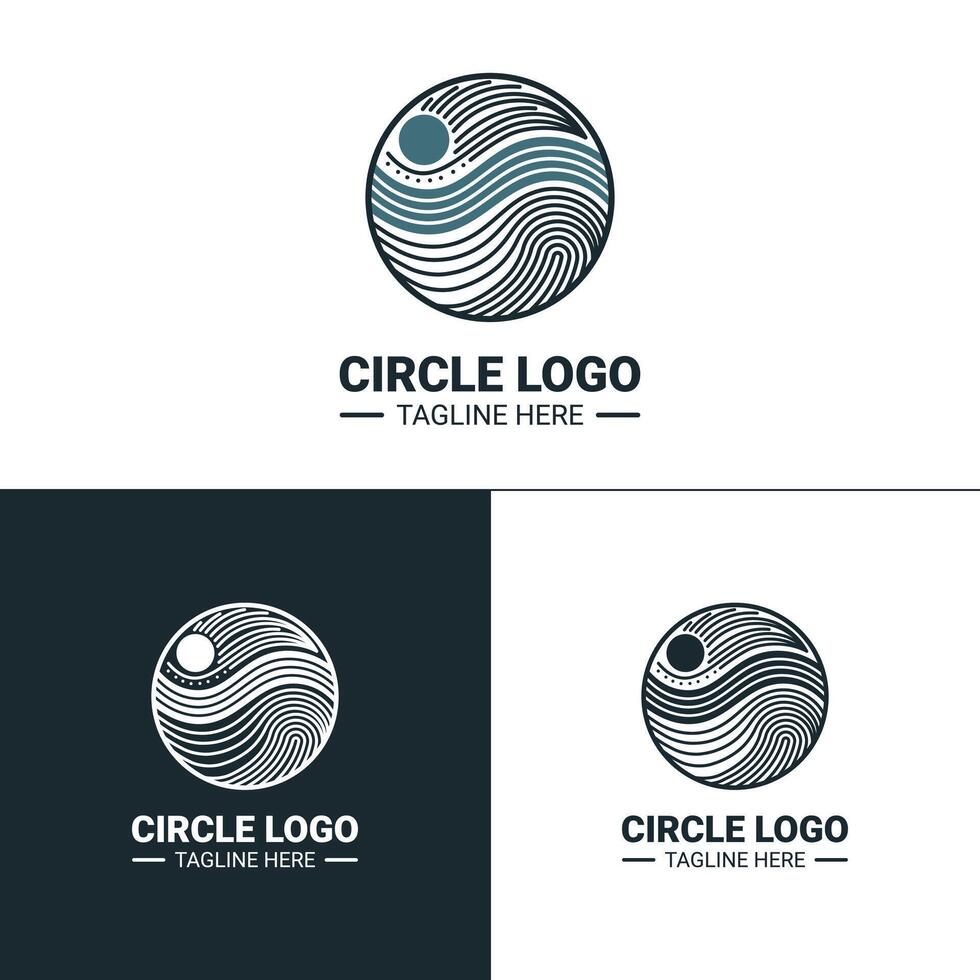 Circular logo with a wave pattern, symbolizing nature, continuity, and growth. Ideal for businesses in the environmental, wellness, or technology sectors vector