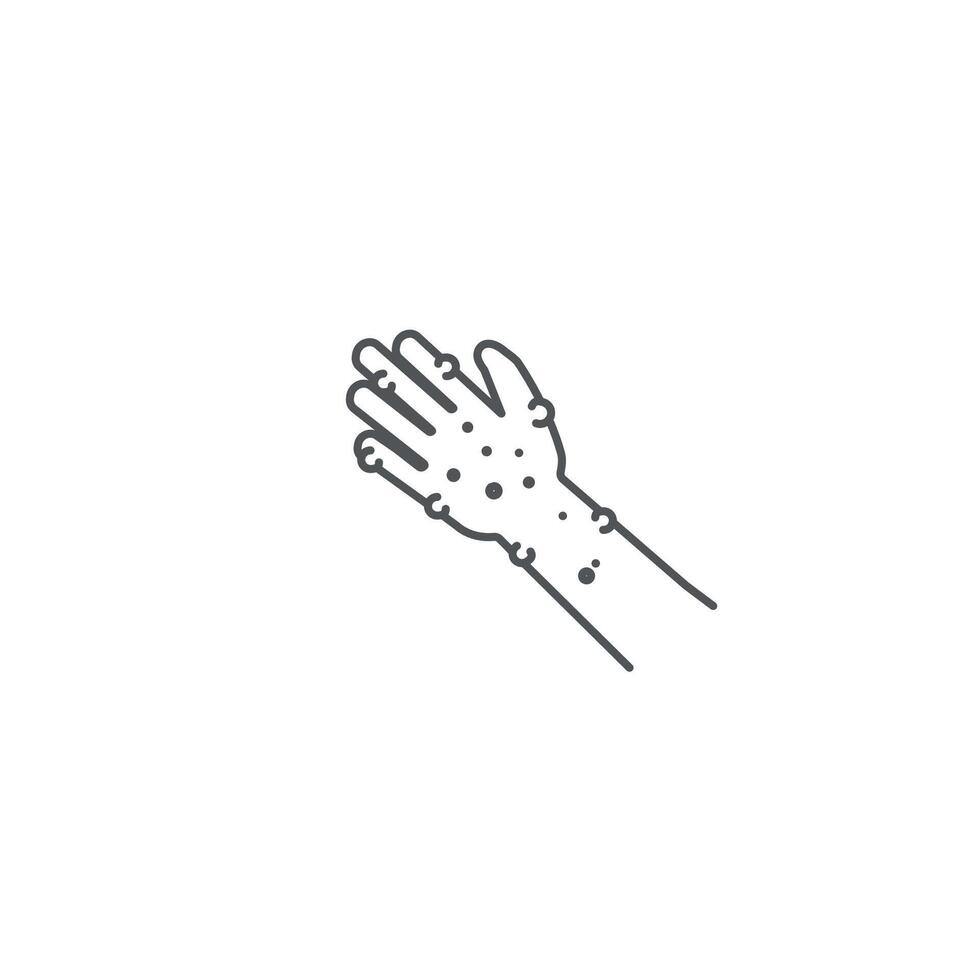 design outline hands are exposed to diseases, allergies itching, germs etc. vector