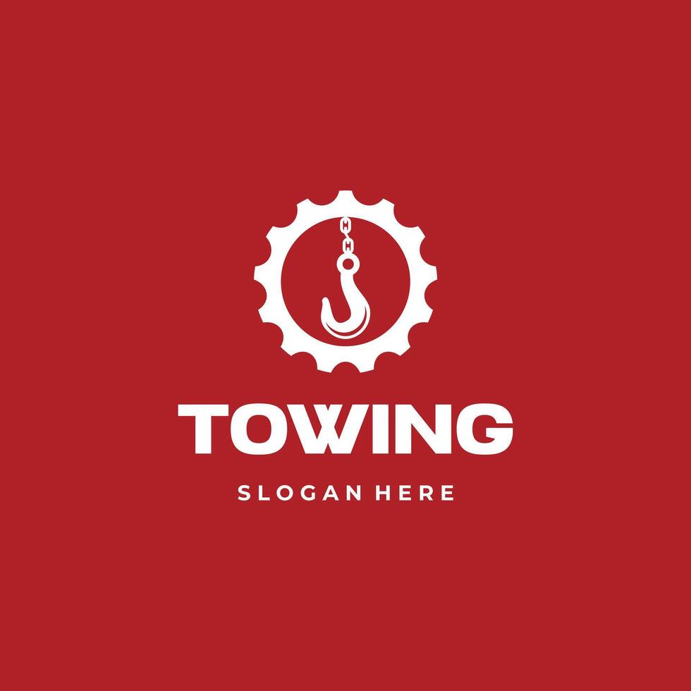 Towing Truck Service Logo Towing Hook In The gear Shape Logo vector