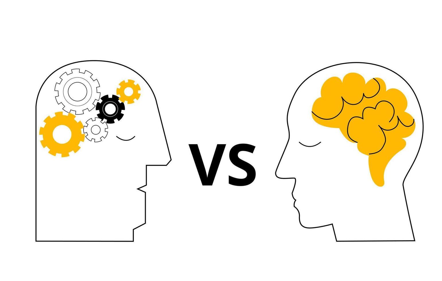 Human intelligence versus machine intelligence. vector