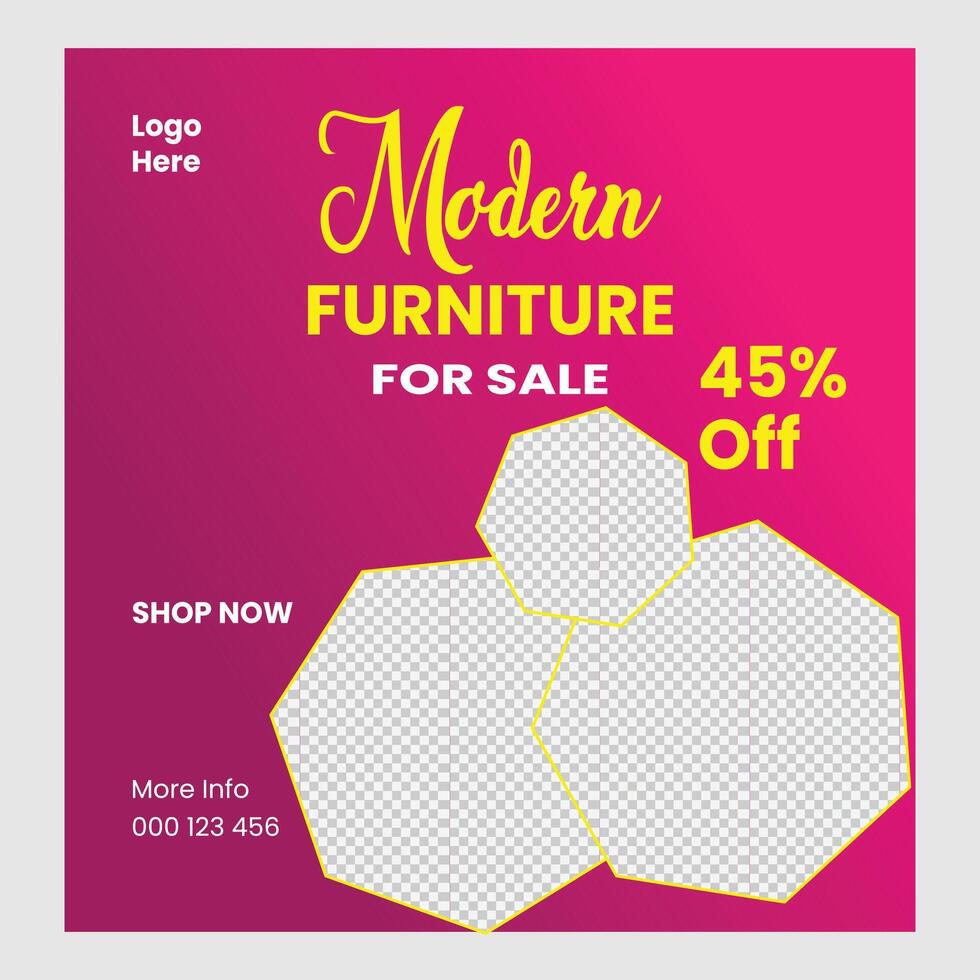 Furniture design social media template design vector