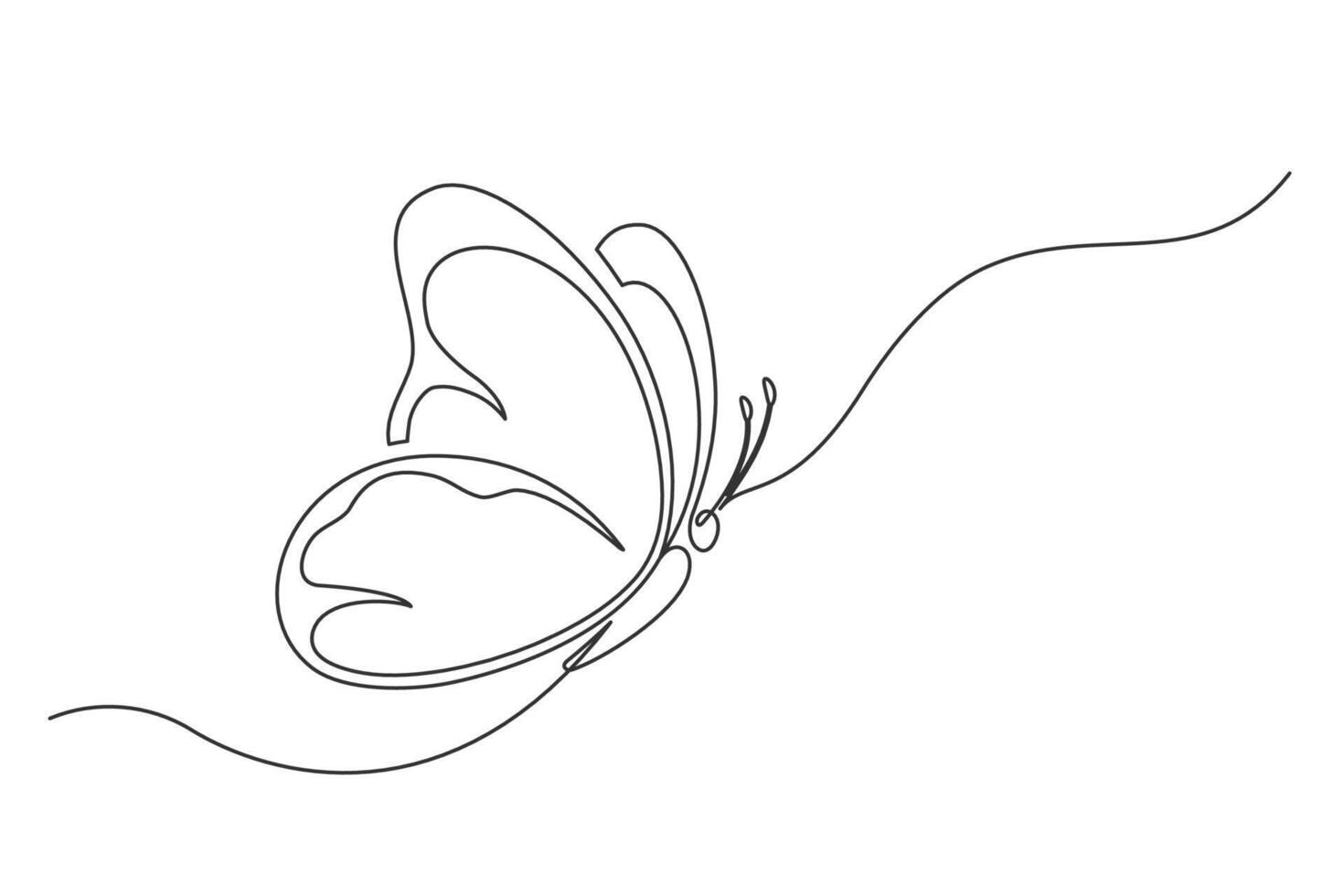 Continuous one line cute butterfly vector
