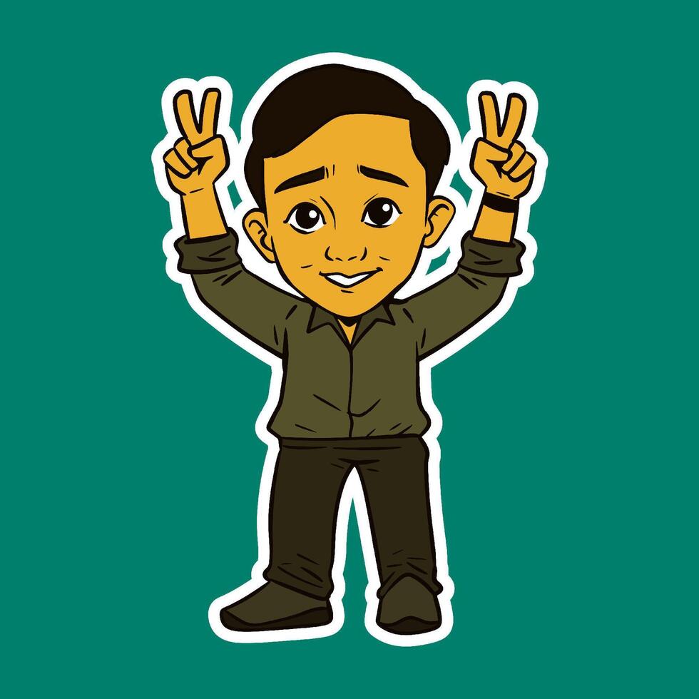 Young Man Smiling Doodle Sticker Illustration vector