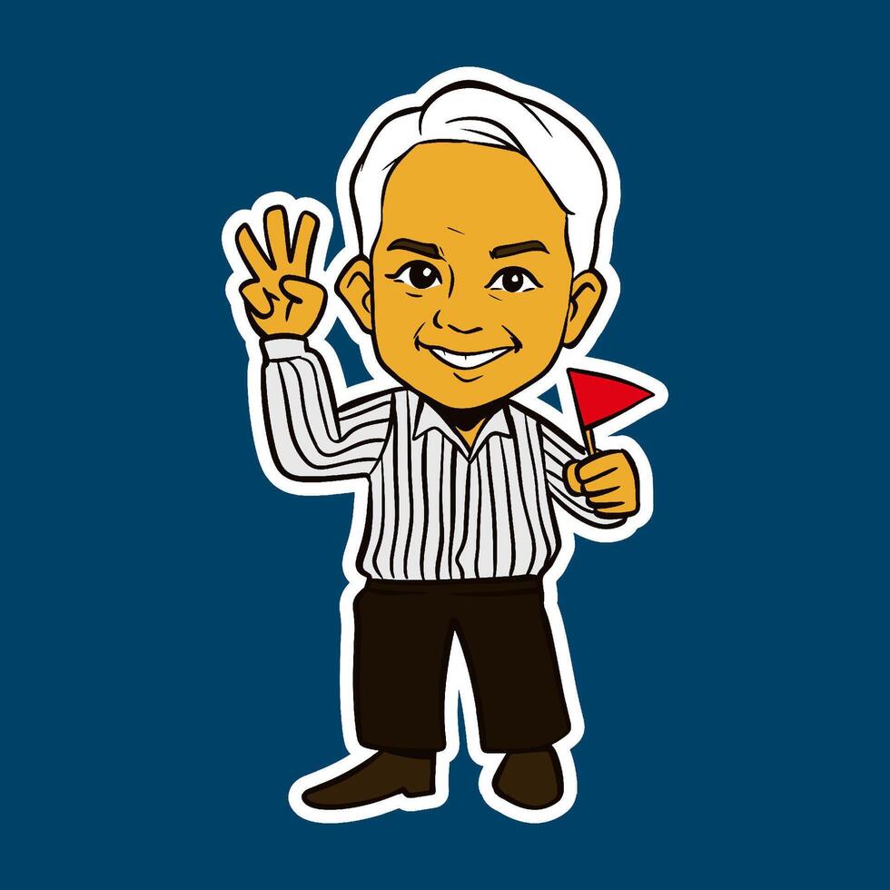 Old Man Doodle Sticker Illustration vector