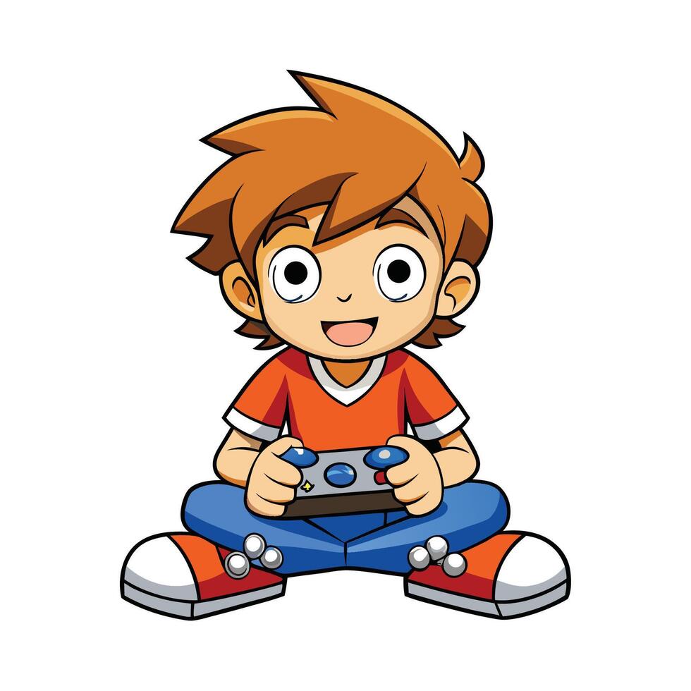 Happy Boy Enjoying a Game on the Floor vector