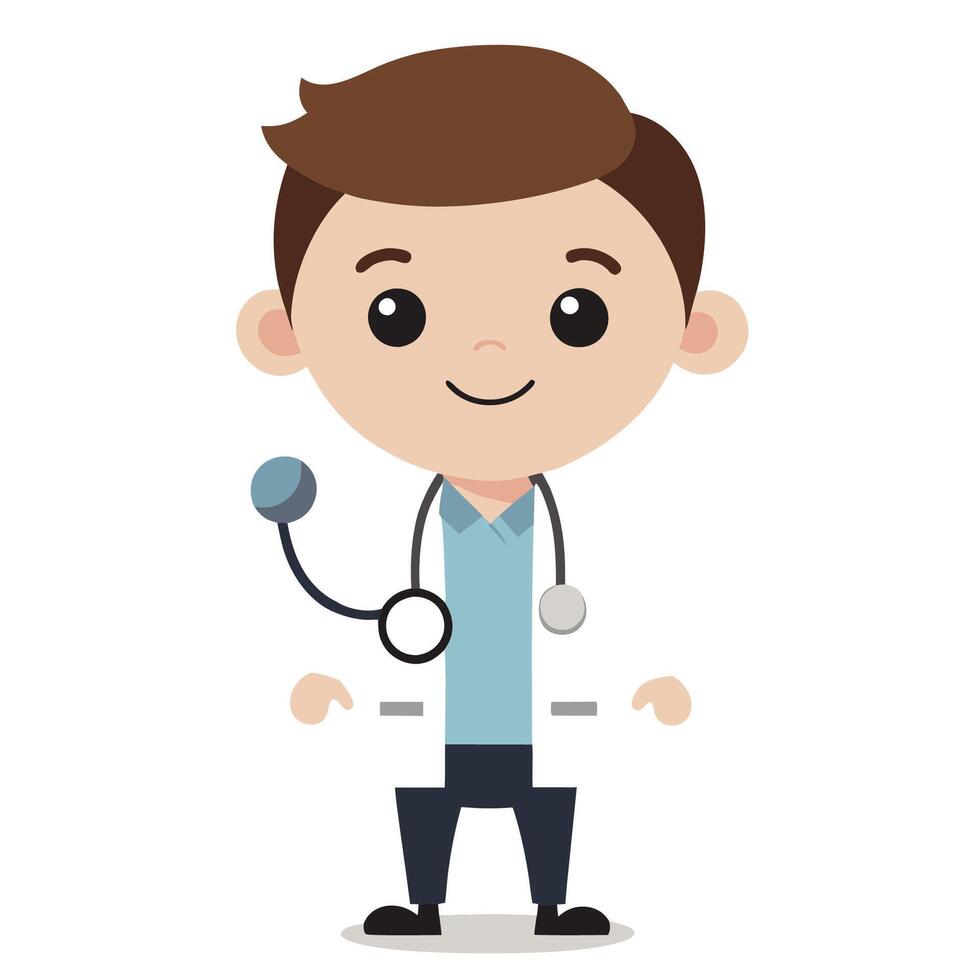 A Boy Cartoon Illustration of a Doctor vector