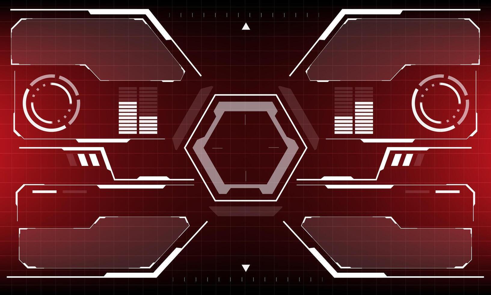 HUD sci-fi interface screen view white circular geometric design virtual futuristic technology creative display on red vector