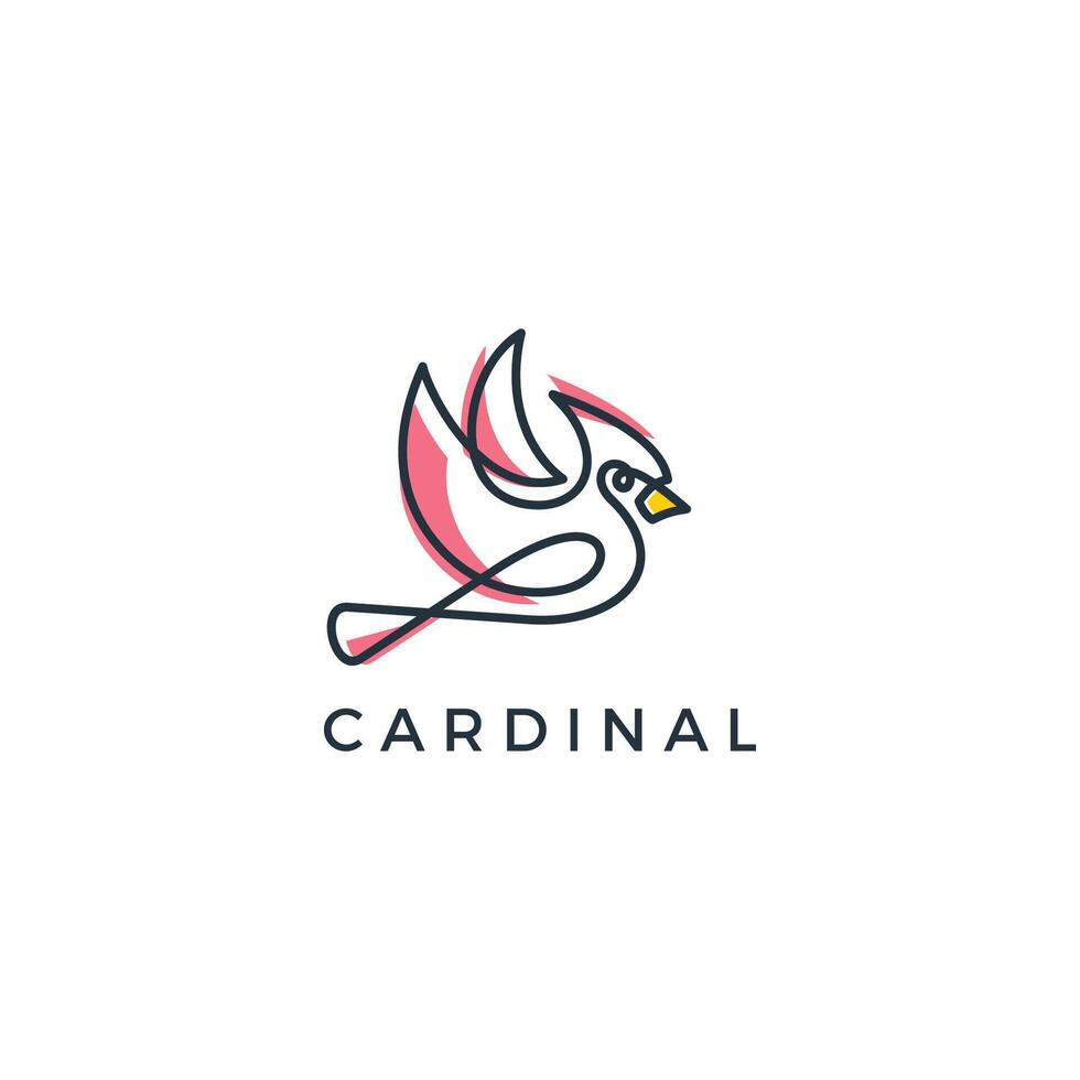 cardinal bird line art logo design vector