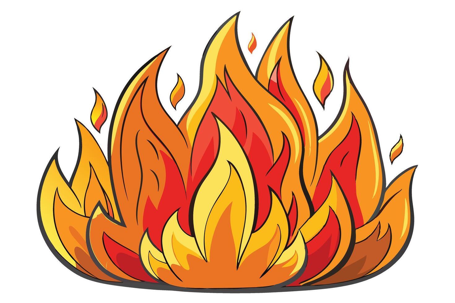 art of colorful fire flames with a playful mix of red, yellow, and orange tones, illustrating the dynamic nature of fire and energy vector