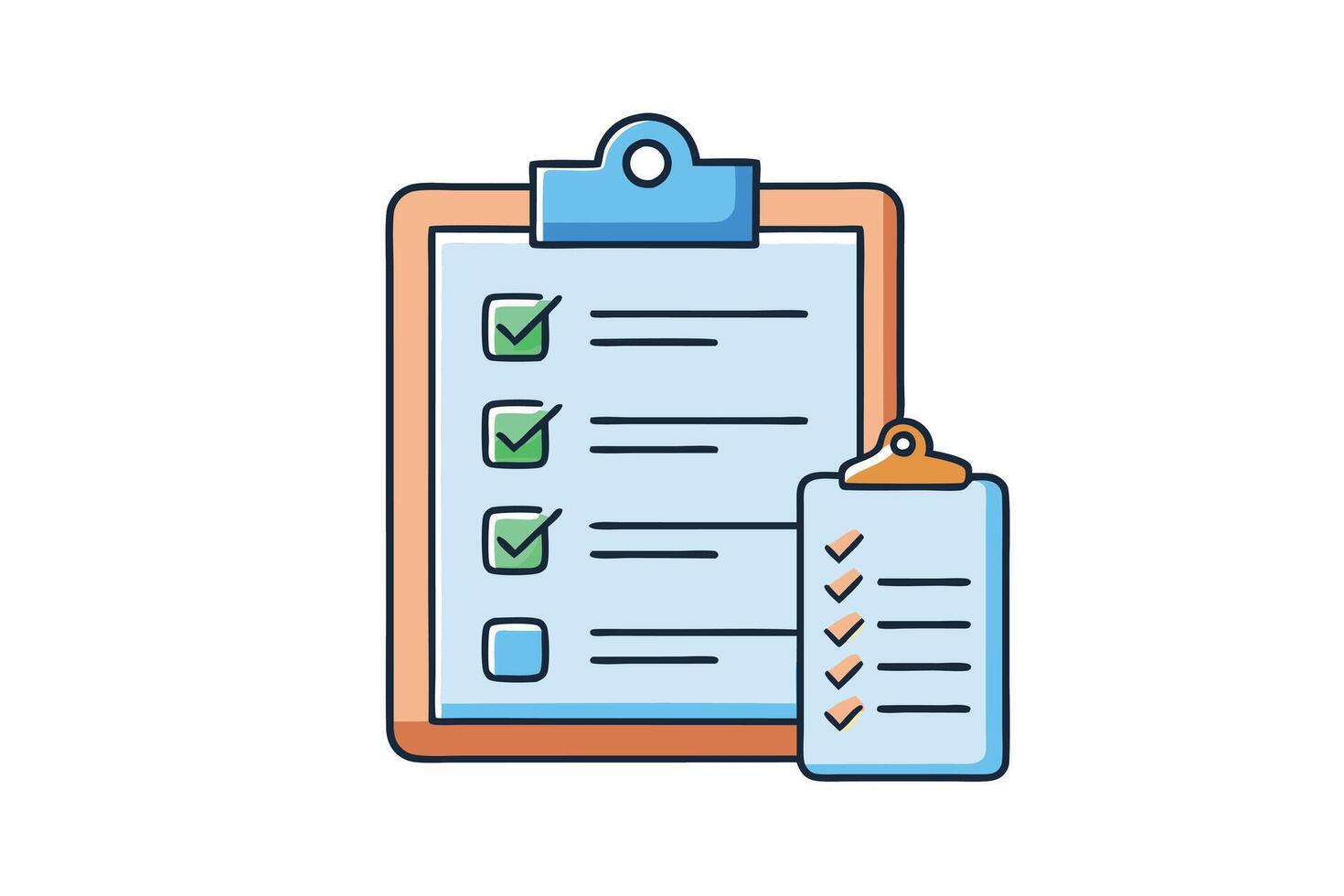 Clipboard with completed tasks and a red pencil, concept of finishing assignments vector