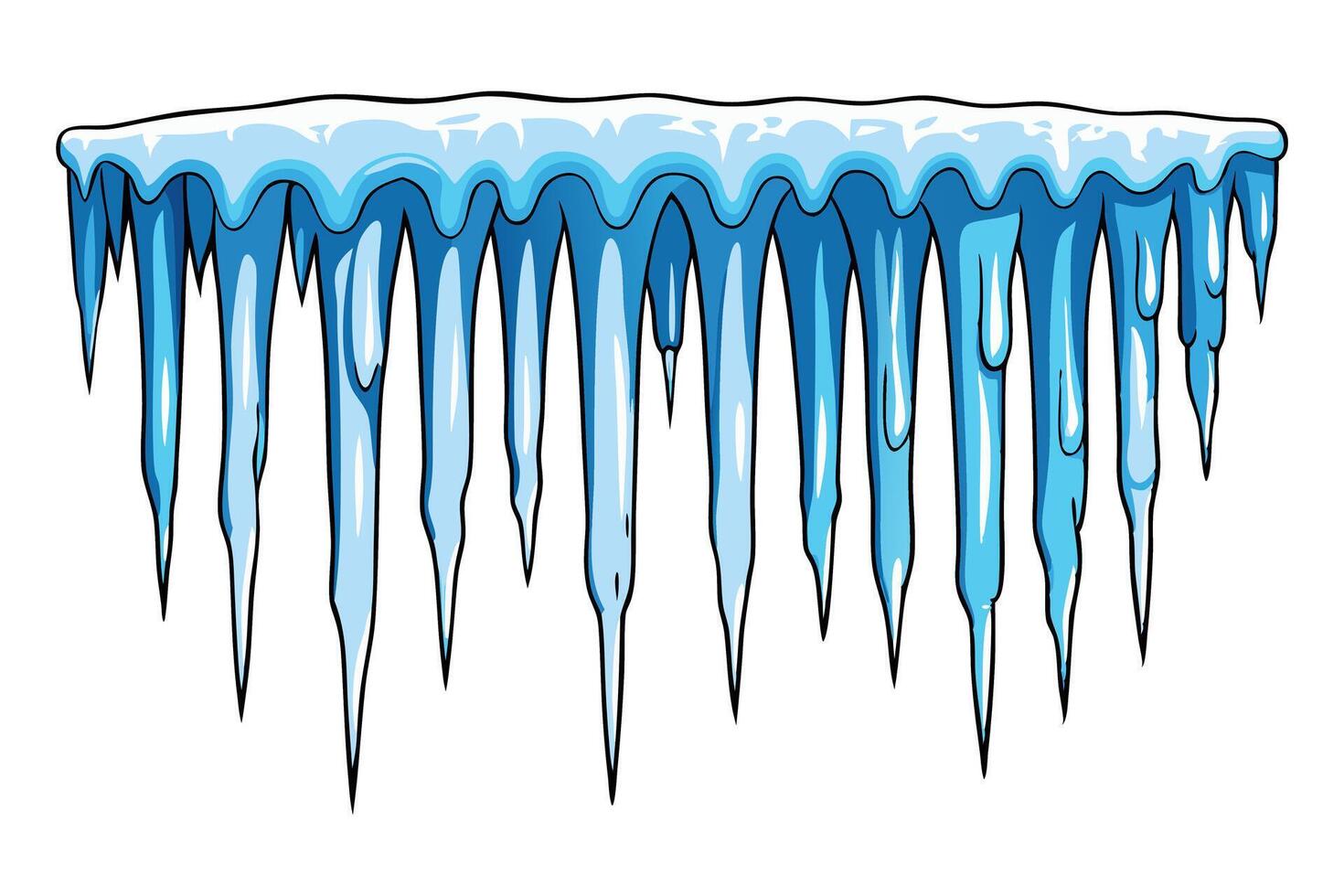 Collection of vibrant blue icicles in different shapes, showcasing frozen beauty, perfect for winter and holiday season designs vector