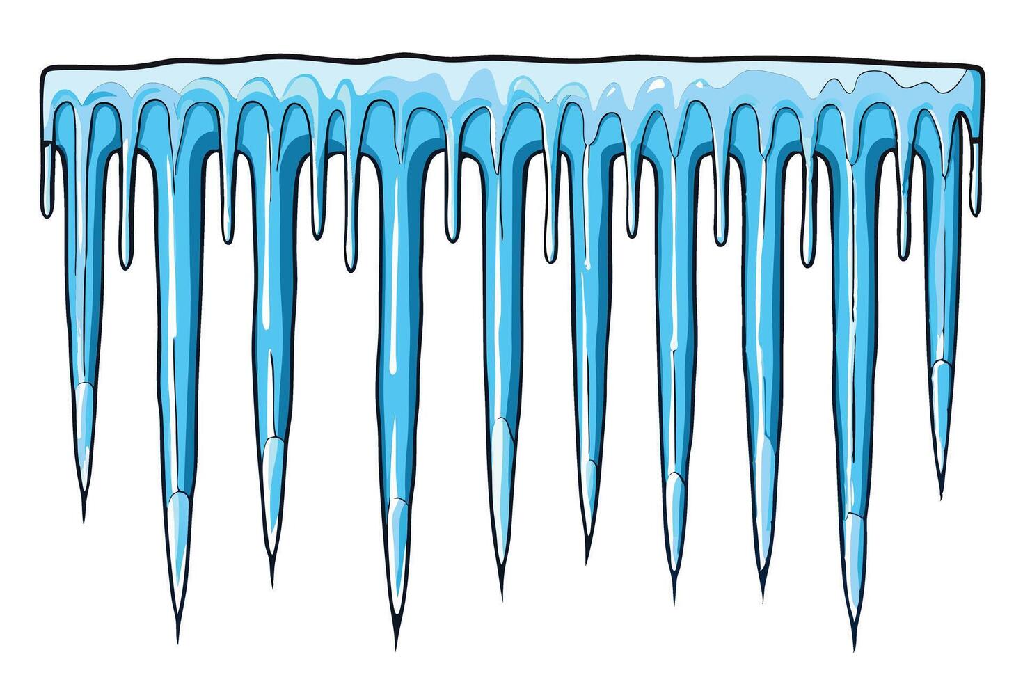 Illustration of icicles hanging with a smooth, icy texture, ideal for creating cold winter and holiday themed graphics vector