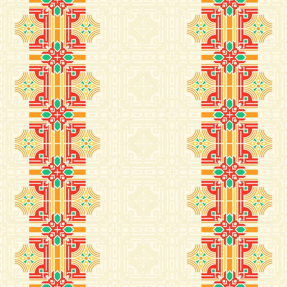 Twin Geometric Chinese Ornament with Stroke Texture vector