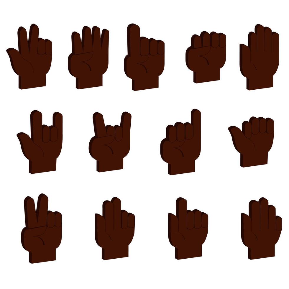 big set of isometric hand gestures vector