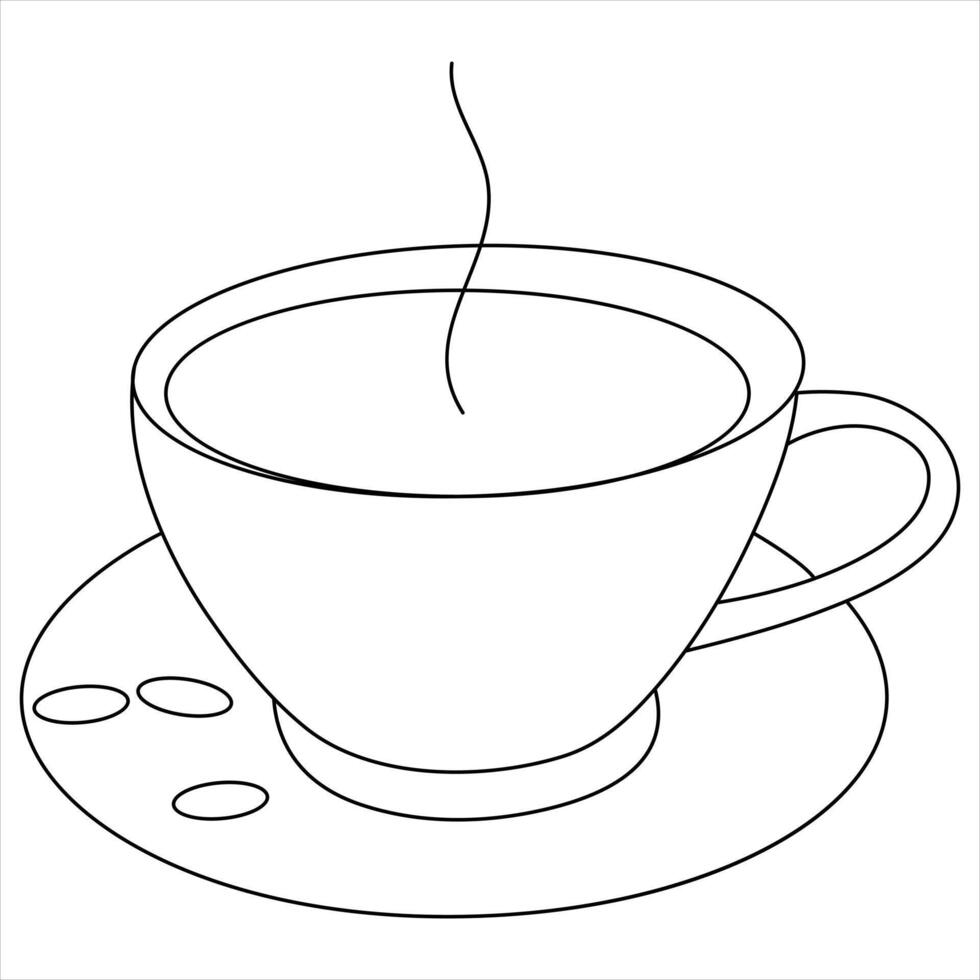 Continuous single line drawing a cup of coffee or tea Coffee single line art vector