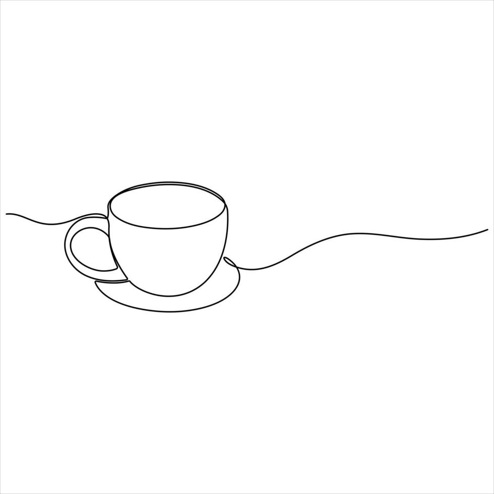 Continuous single line drawing a cup of coffee or tea Coffee single line art drawing sketch illustration vector