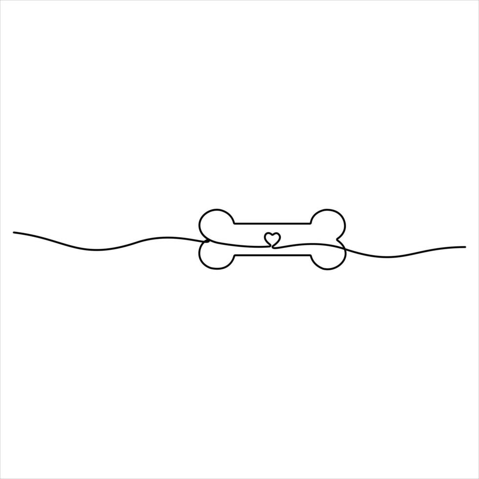 Single line art continuous drawing of bone simple human bone line art illustration vector
