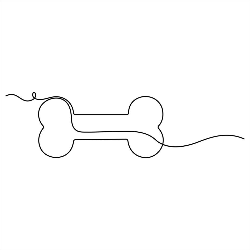 Single line continuous drawing of bone simple human bone line art illustration vector
