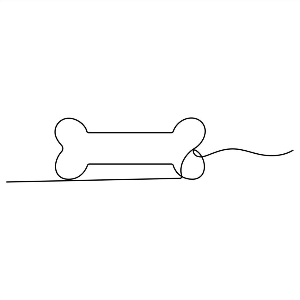 Single line continuous drawing of bone simple human bone line art vector