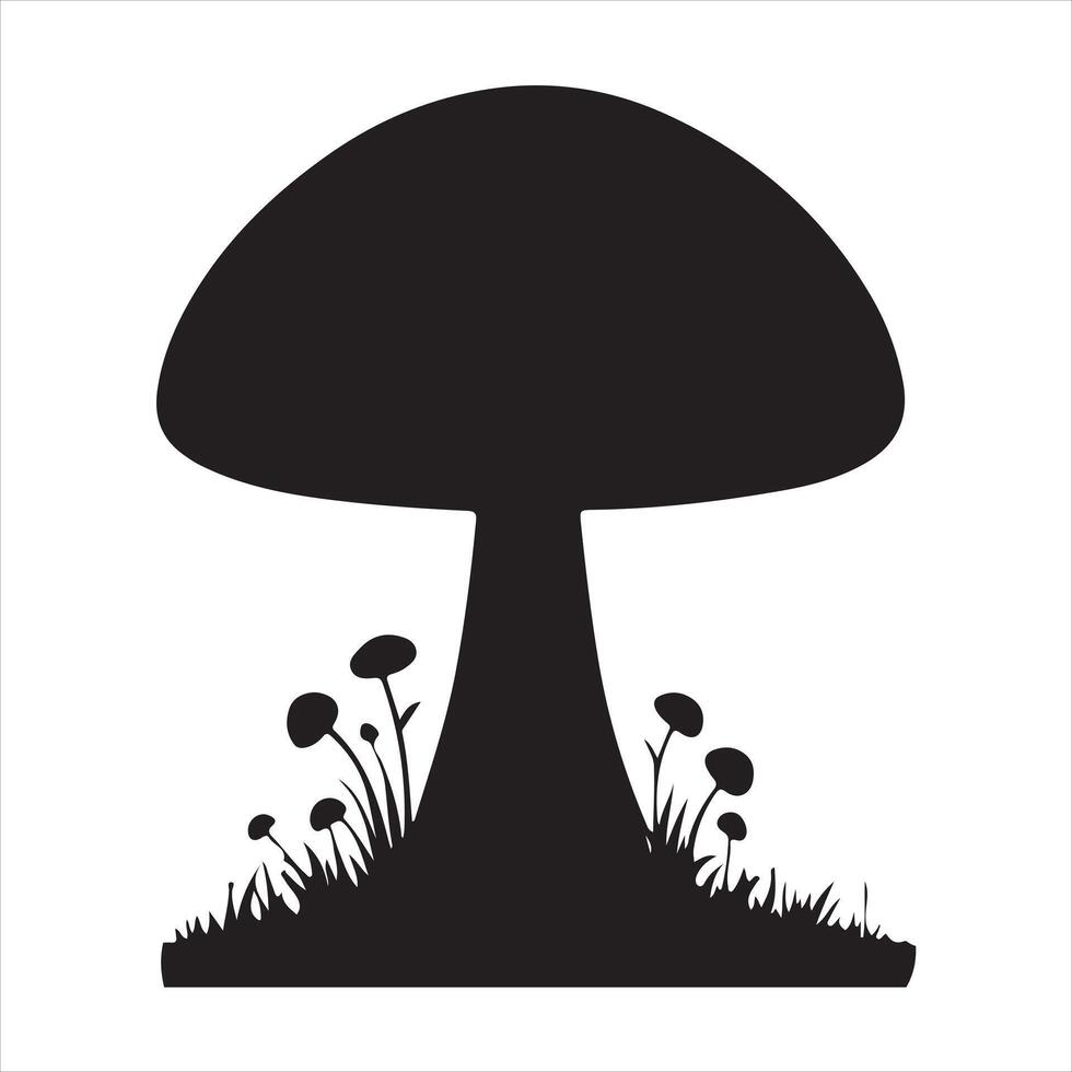 A Silhouette Mushroom silhouette white background vector