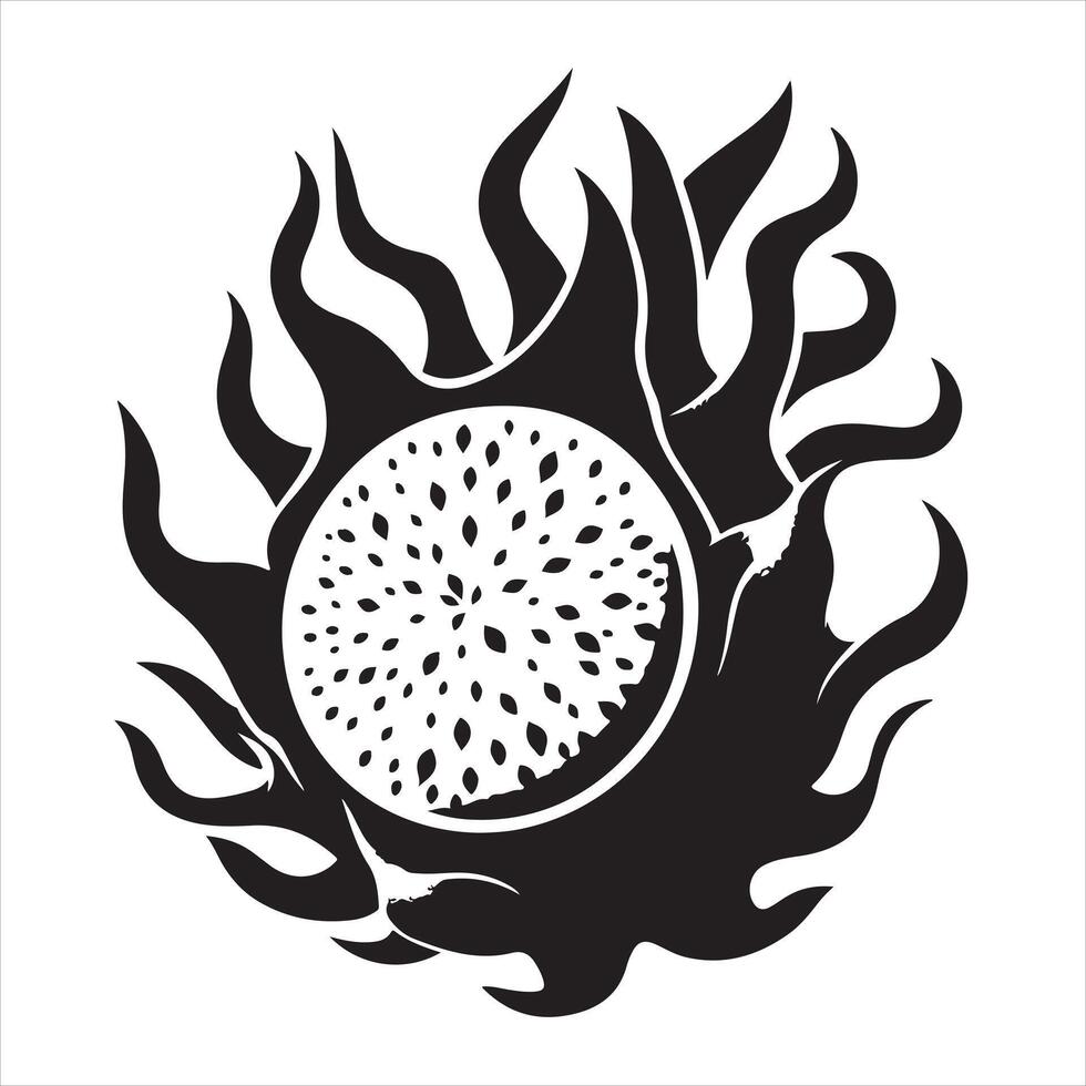 Dragon Fruit black silhouette on white background vector
