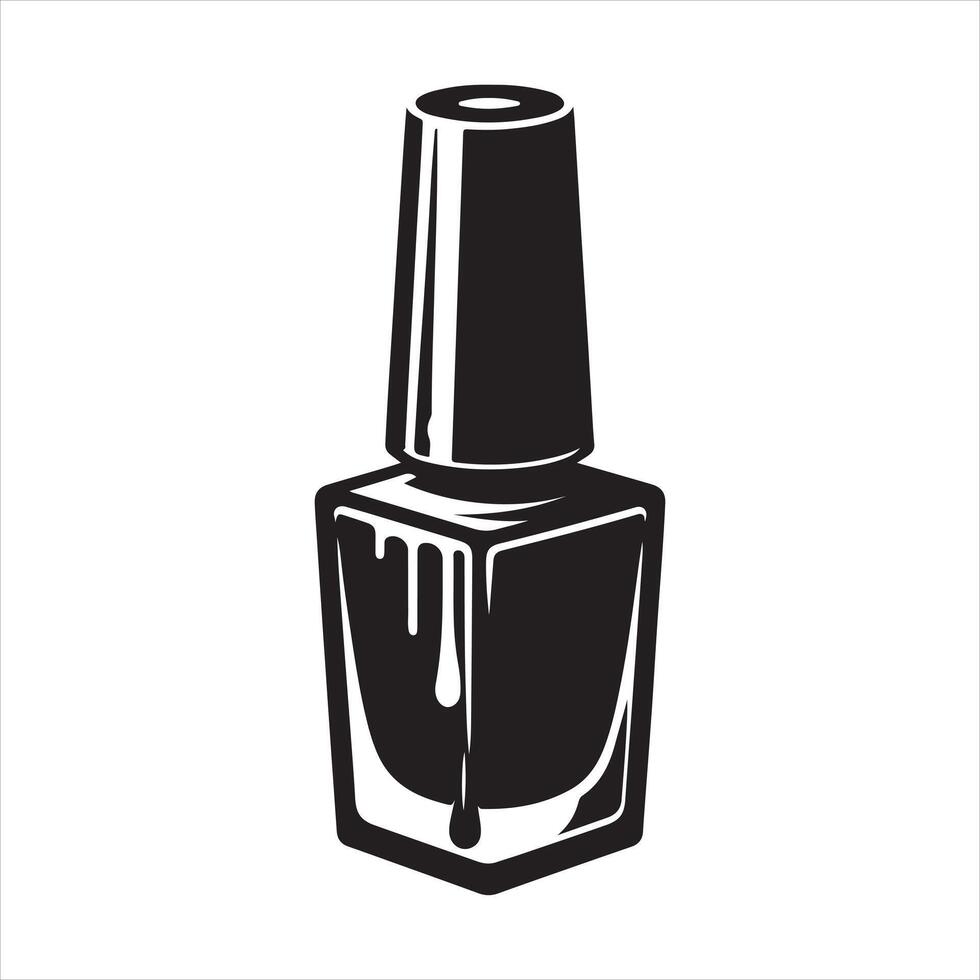 Black nail polish bottle black silhouette on white background vector