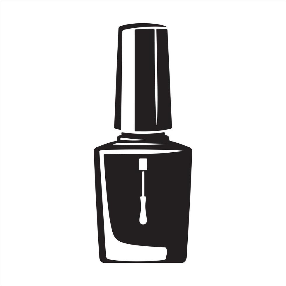 Black nail polish bottle silhouette white background vector