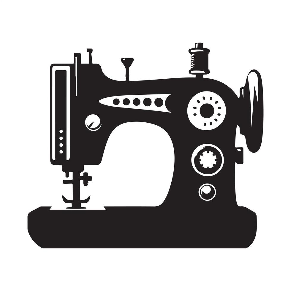 Sewing machine silhouette white background vector