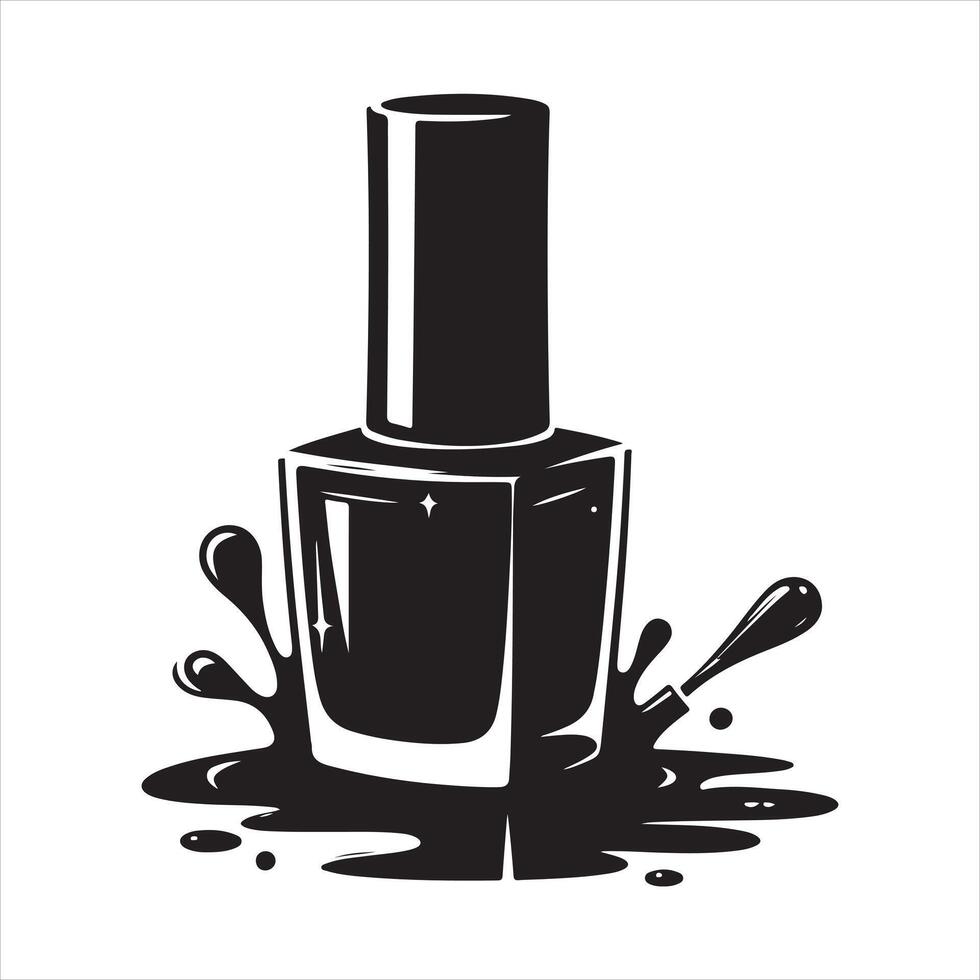 Black nail polish bottle silhouette on white background vector